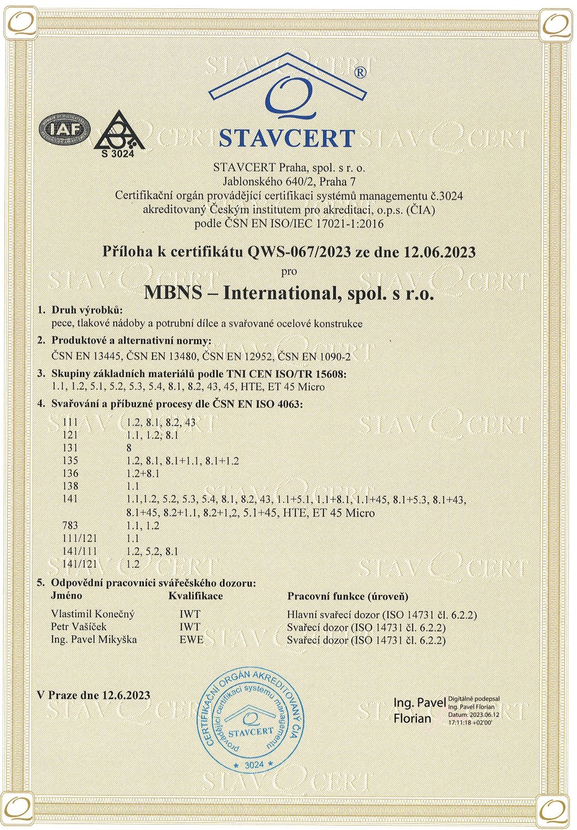 Certifikace Stavcert
