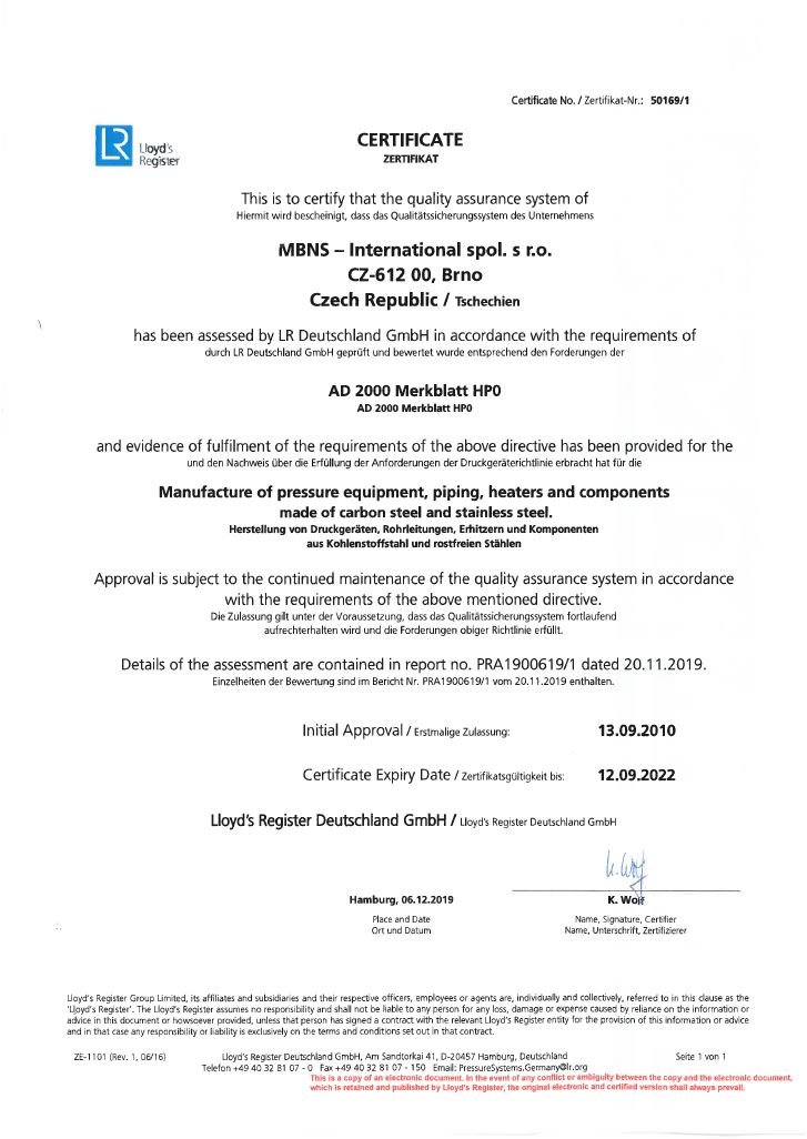 Certifikát Merkblatt