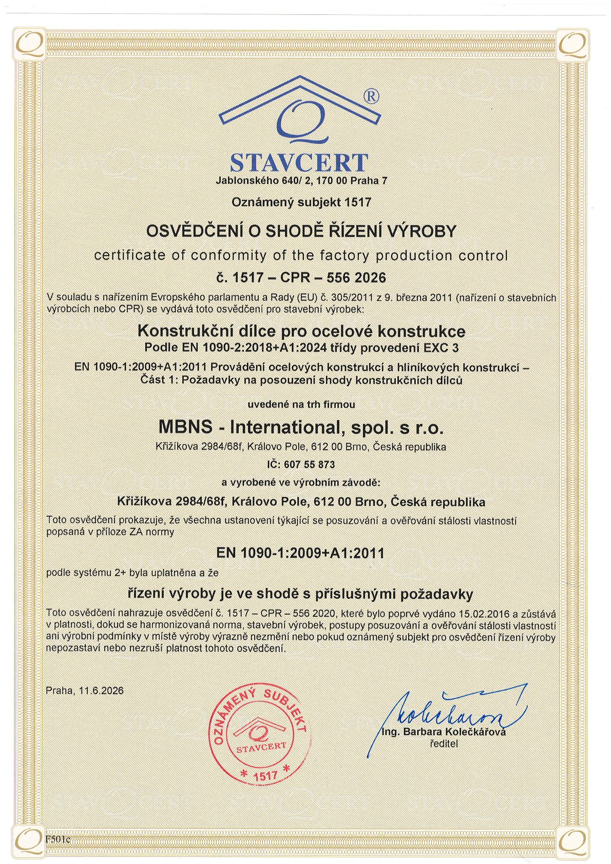 Stavcert osvědčení o shodě