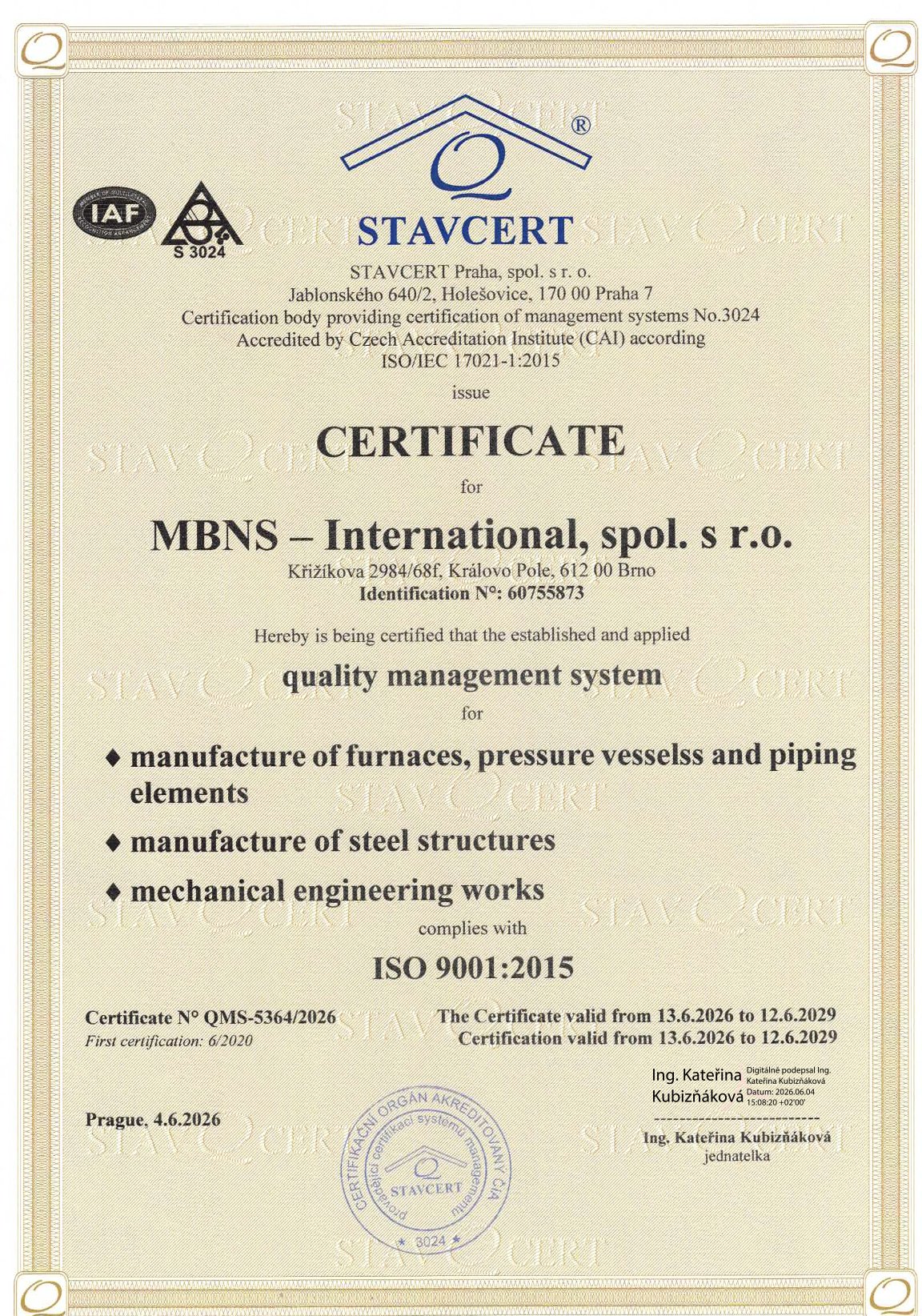 Certifikace Stavcert