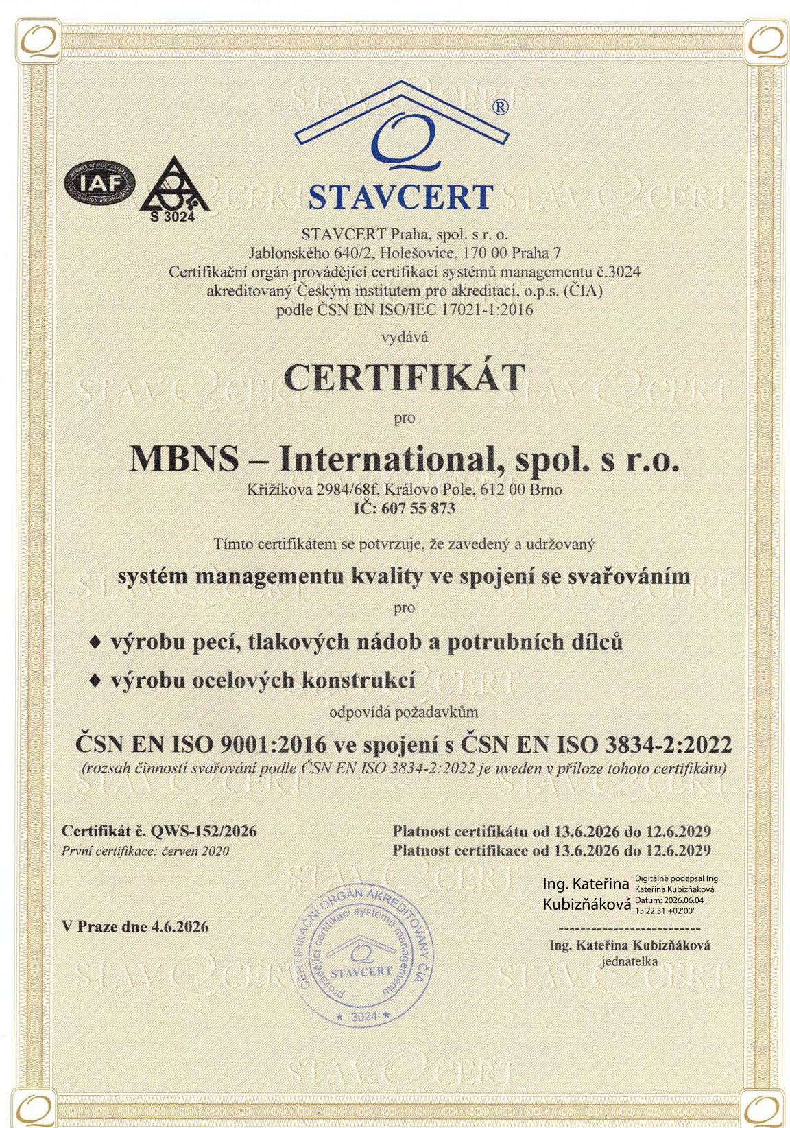 Certifikace Stavcert