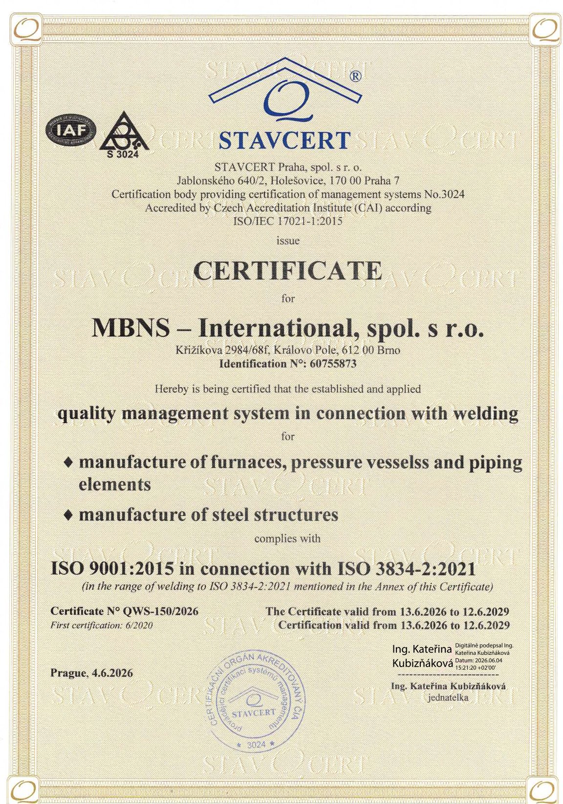 Certifikace Stavcert