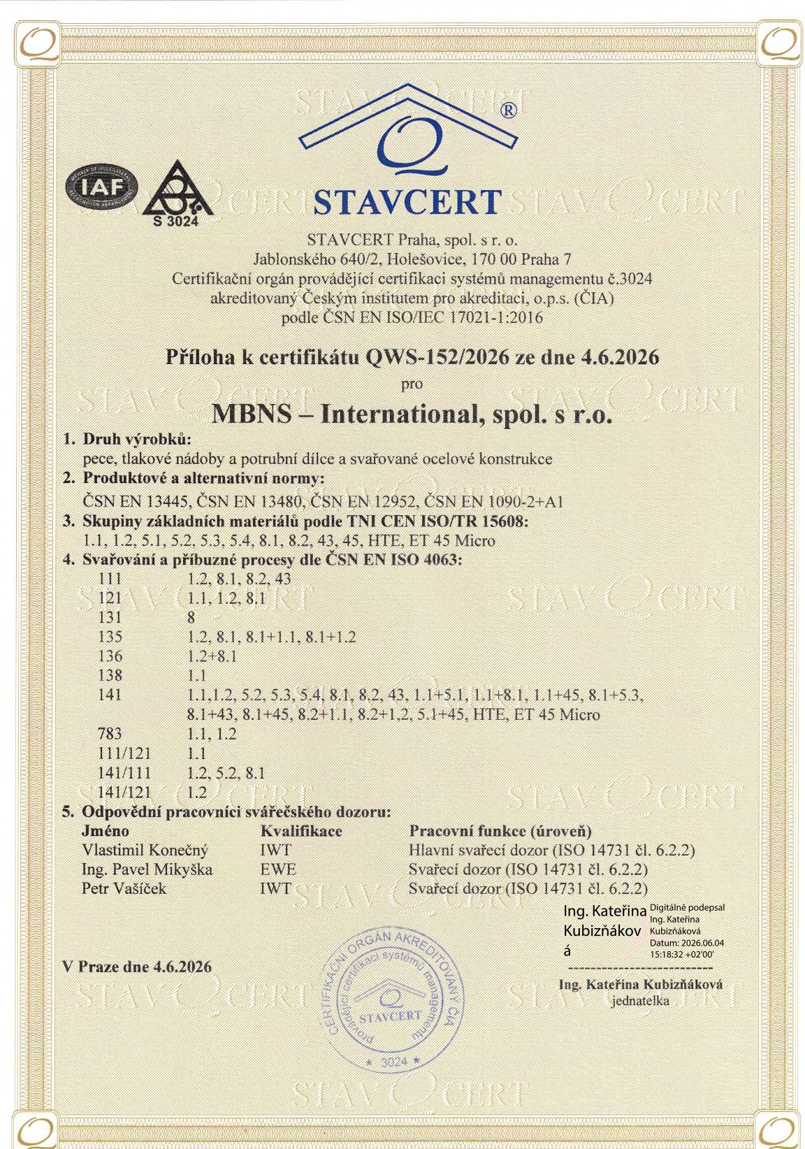 Certifikace Stavcert
