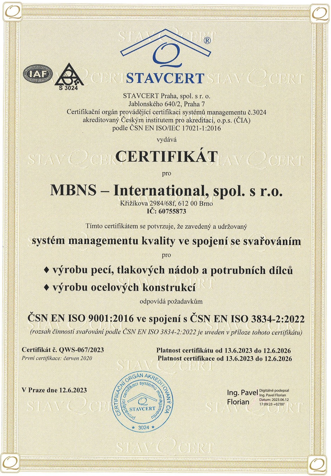 Certifikace Stavcert