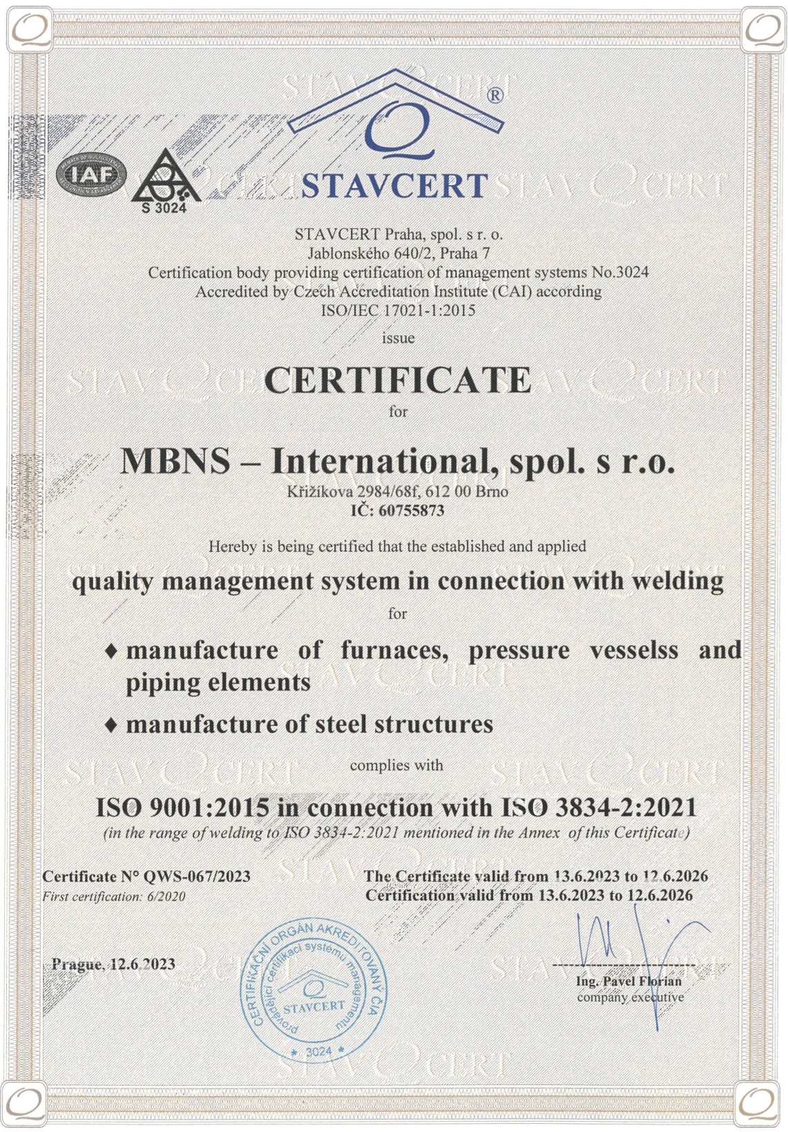 Certifikace Stavcert